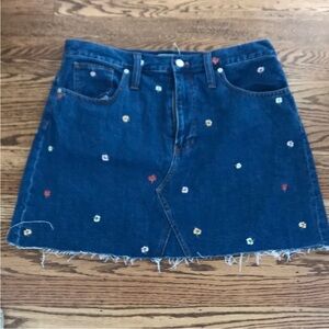Madewell Embroidered Jean Skirt NWT